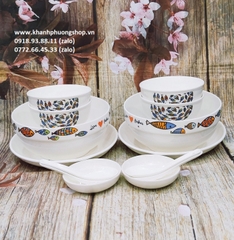 bộ chén tô dĩa sứ hình cá - bộ chén tô dĩa sứ