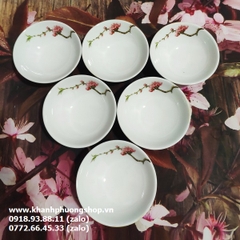 chén đựng nước chấm sắc xuân hoa đào sứ Minh Long - chén đựng nước chấm sứ minh long