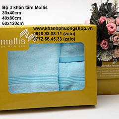 bộ 3 khăn tắm Mollis cao cấp cotton 100%