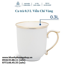 ca trà Mẫu Đơn viền vàng sứ Minh Long 0.3L - ly sứ có nắp viền vàng sứ Minh Long