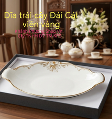 Dĩa trái cây Đài Cát trang trí hoa gốm sứ Minh Long