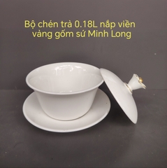 Bộ chén trà có nắp 0.18L gốm sứ Minh Long