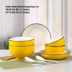 bộ chén tô dĩa sứ vàng - bộ chén tô dĩa sứ