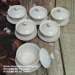 bộ chén uống trà Tulip sứ Minh Long 0.18L - bộ chén sứ uống trà có nắp minh long