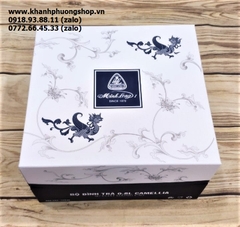 bộ ấm trà Minh Long chỉ vàng - bộ ấm trà sứ Minh Long viền chỉ vàng