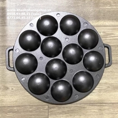 chảo gang đổ bánh khọt 8,10,12 lỗ - khuôn đổ bánh khọt 8,10,12 lỗ