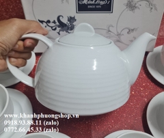 bộ ấm trà sứ Minh Long 1.1L - bộ ấm trà sứ trắng minh long
