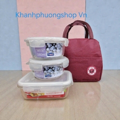 Bộ 3 hộp thủy tinh Lock&Lock kèm túi giữ nhiệt