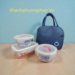 Bộ 3 hộp thủy tinh Lock&Lock kèm túi giữ nhiệt