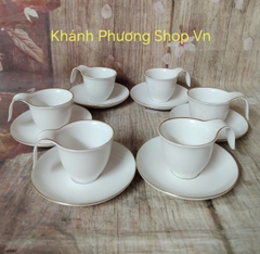 Bộ ấm trà Anh Vũ viền vàng 0.45L gốm sứ Minh Long