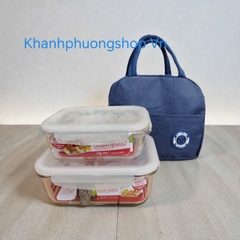 Bộ 2 hộp thủy tinh Lock&Lock 630ml, 1050ml kèm túi giữ nhiệt