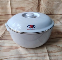 Thố cơm, thố canh sứ Minh Long 18cm viền vàng in logo quà tặng