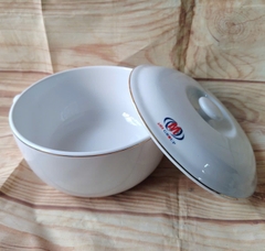 Thố cơm, thố canh sứ Minh Long 18cm viền vàng in logo quà tặng