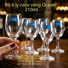 Bộ 6 ly rượu vang Ocean 210ml - ly thủy tinh uống rượu vang