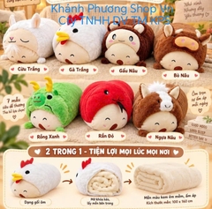 Bộ mền gối 2 trong 1 mẫu hoạt hình - bộ gối chăn đa năng 2in1 văn phòng