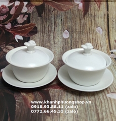 bộ chén uống trà Tulip sứ Minh Long 0.18L - bộ chén sứ uống trà có nắp minh long