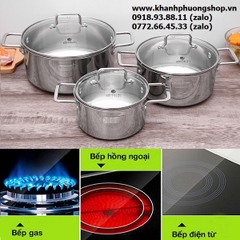 nồi inox 3 đáy Elmich xài bếp từ - nồi inox 3 đáy xài bếp từ