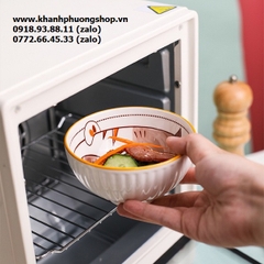 bộ 6 chén sứ hoa văn thổ cẩm kèm đũa - bộ 6 chén sứ kèm đũa cao cấp