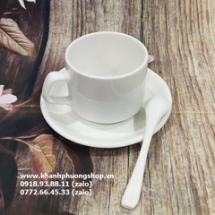 tách uống cà phê capuchino, latte sứ Minh Long màu trắng