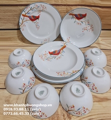 bộ tô chén dĩa Quả Đầu Mùa sứ Minh Long 16 món - bộ bàn ăn quả đầu mùa sứ minh long