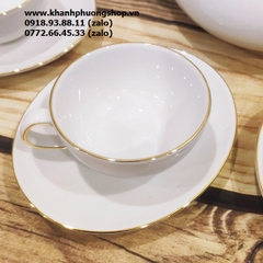 bộ ấm trà sứ Minh Long Anna chỉ vàng - bộ ấm trà gốm sứ Minh Long Elips chỉ vàng