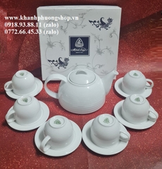 bộ ấm trà sứ Minh Long 1.1L - bộ ấm trà sứ trắng minh long