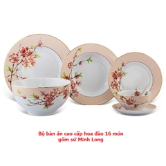 bộ chén tô dĩa sứ Hoa Đào sứ Minh Long - bộ bàn ăn Camellia Hoa Đào Minh Long 16 món