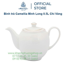 Bộ khay trà sứ Minh Long viền vàng 0.5L