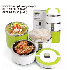 hộp cơm giữ nhiệt 3 tầng - hộp cơm giữ nhiệt