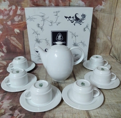 Bộ ấm trà sứ trắng Minh Long thân cao 0.8L