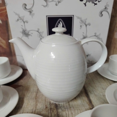 Bộ ấm trà sứ trắng Minh Long thân cao 0.8L