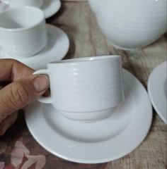 Bộ ấm trà sứ trắng Minh Long thân cao 0.8L