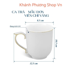 Ca trà mẫu đơn viền vàng gốm sứ Minh Long