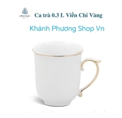 Ca trà mẫu đơn viền vàng gốm sứ Minh Long
