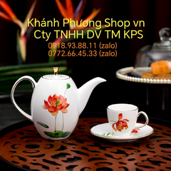 Bộ ấm trà Hương Sen Vàng 0.47L gốm sứ Minh Long