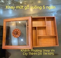 Khay mứt gỗ 5 ngăn - khay mứt gỗ 5 ngăn hình vuông