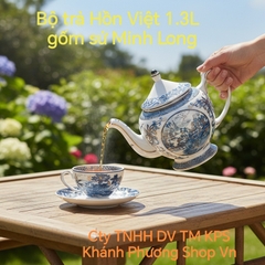 Bộ ấm trà Hoàng Cung Hồn Việt Vàng 1.3L gốm sứ Minh Long