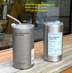 ly giữ nhiệt iced americano kèm ống hút inox 600ml - ly giữ nhiệt inox 600ml