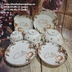 bộ chén tô dĩa sứ Cotton cao cấp, sang trọng - bộ bàn tô chén dĩa sứ đẹp