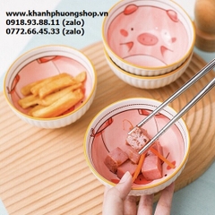 bộ 6 chén sứ hoa văn thổ cẩm kèm đũa - bộ 6 chén sứ kèm đũa cao cấp
