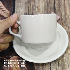 tách uống cà phê capuchino, latte sứ Minh Long màu trắng