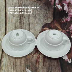 tách uống cà phê capuchino, latte sứ Minh Long màu trắng