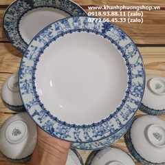 bộ bàn ăn cao cấp Vinh Quy Nhạt sứ Minh Long 13 món - bộ bàn ăn vinh quy nhạt sứ minh long