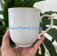 Ca trà mẫu đơn viền vàng gốm sứ Minh Long