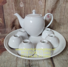 Bộ khay trà sứ Minh Long viền vàng 0.5L