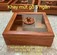 Khay mứt gỗ 5 ngăn - khay mứt gỗ 5 ngăn hình vuông