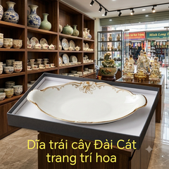 Dĩa trái cây Đài Cát trang trí hoa gốm sứ Minh Long