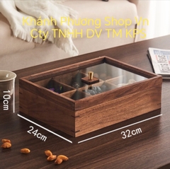 Khay mứt gỗ 6 ngăn - khay đựng mứt, bánh kẹo bằng gỗ 6 ngăn