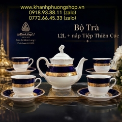 Bộ ấm trà Tiệp Thiên Cúc gốm sứ Minh Long 1.2L - bộ ấm trà mạ vàng gốm sứ minh long