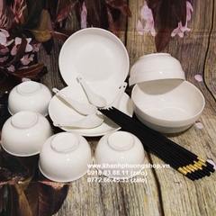 bộ chén tô dĩa sứ trắng 20 món - bộ bàn ăn sứ trắng 20 món